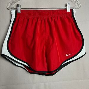 Nike Dri-FIT Tempo Running Shorts Womens L Red White Lined Athletic Sportcore